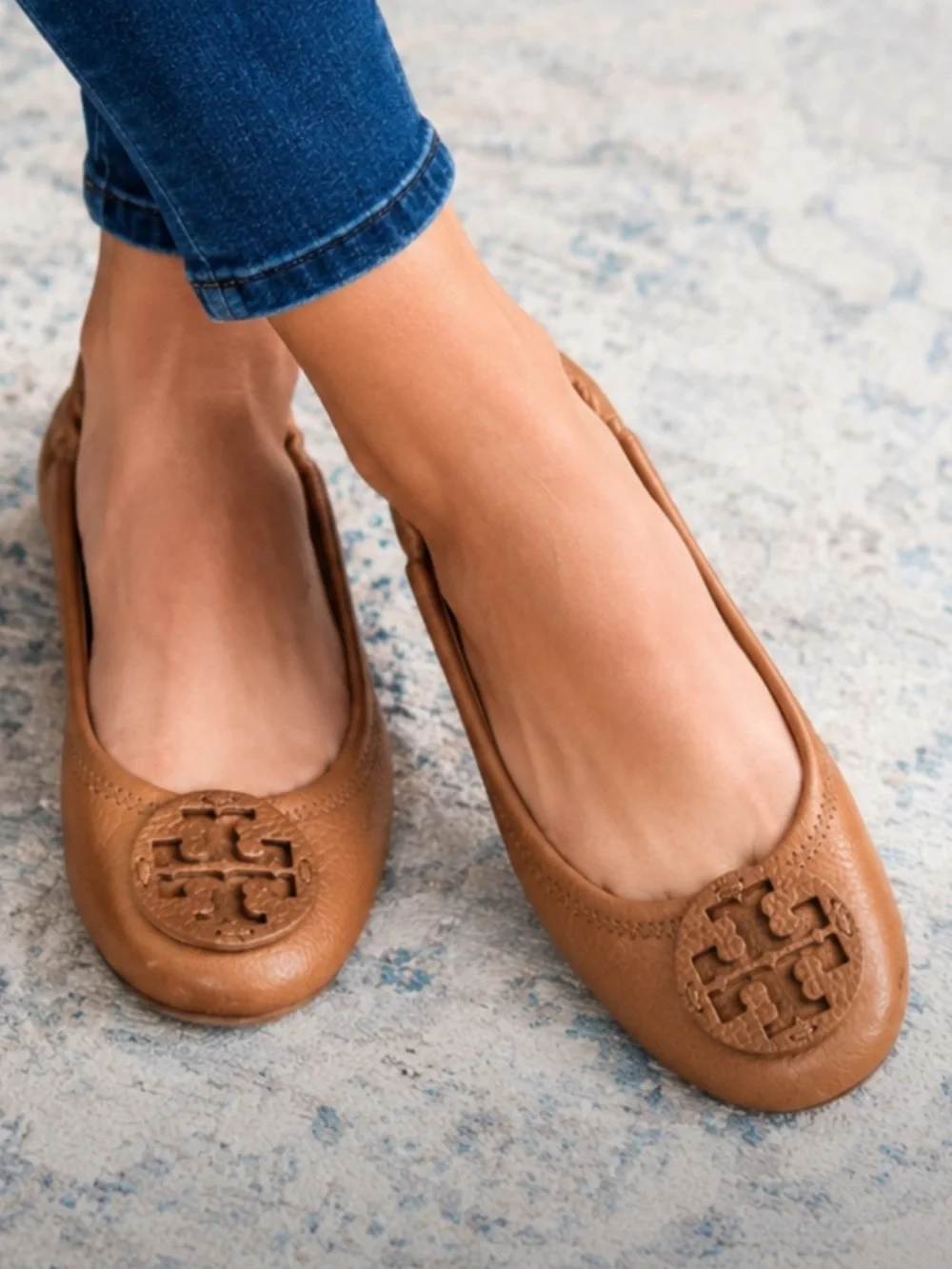 Tory Burch Reva Leather Logo Ballet Flats